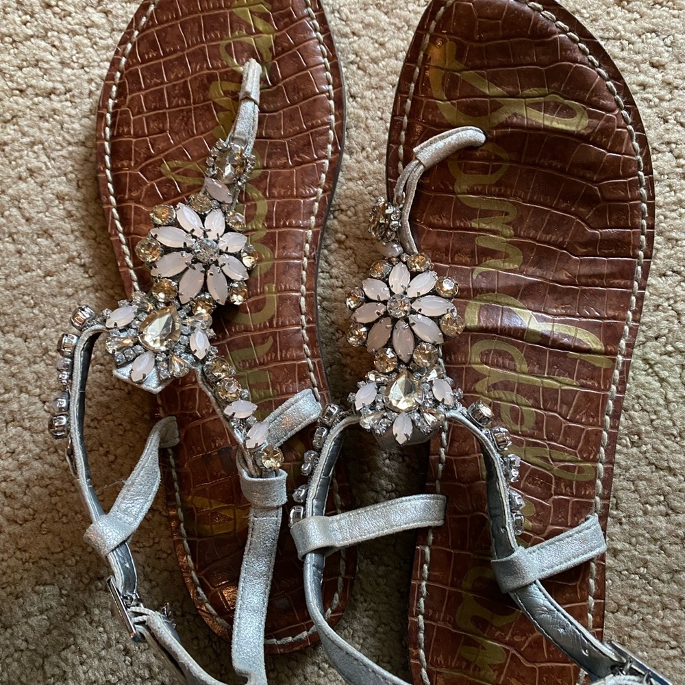 Sam Edelman pink and silver crystal sandals. Size 9